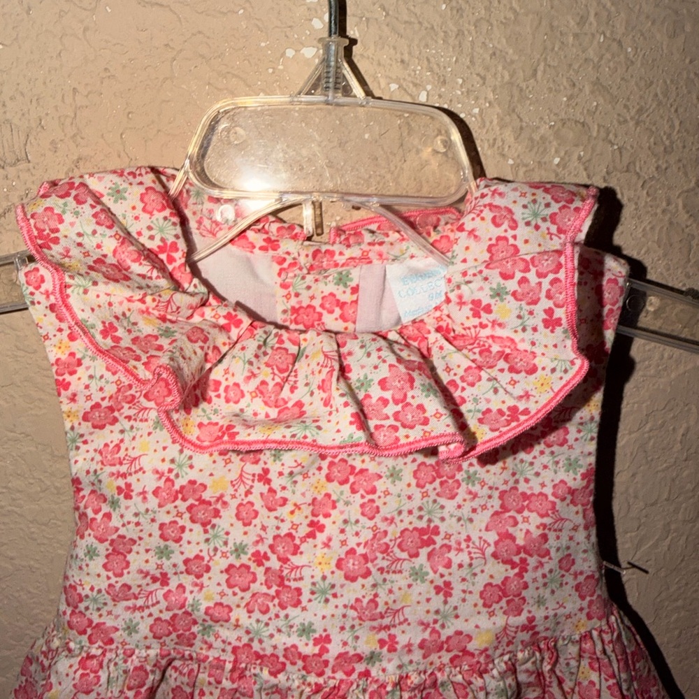Edgehill Collection Pink Ruffle Neck Floral Dress- Size 9 Months - Picture 3 of 6
